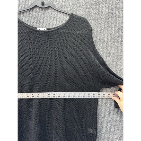 J Jill Open Knit Linen Blend Top Women’s XL Black 3/4 Sleeve Round Neck Coverup - Picture 8 of 9